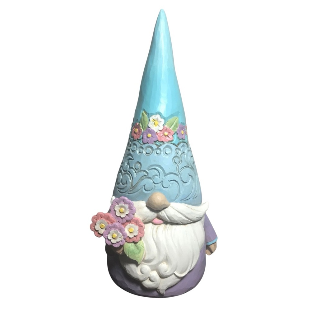 Jim Shore Gnome Flowers Spring Summer Daisies Zinnias Pastels Gardener 7” New